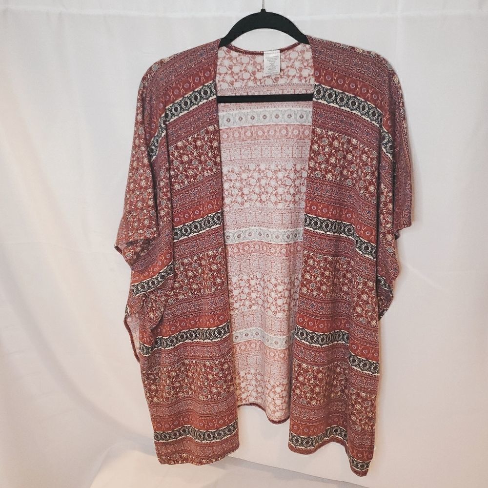 Burgundy Boho Style Open Cardigan One Size
